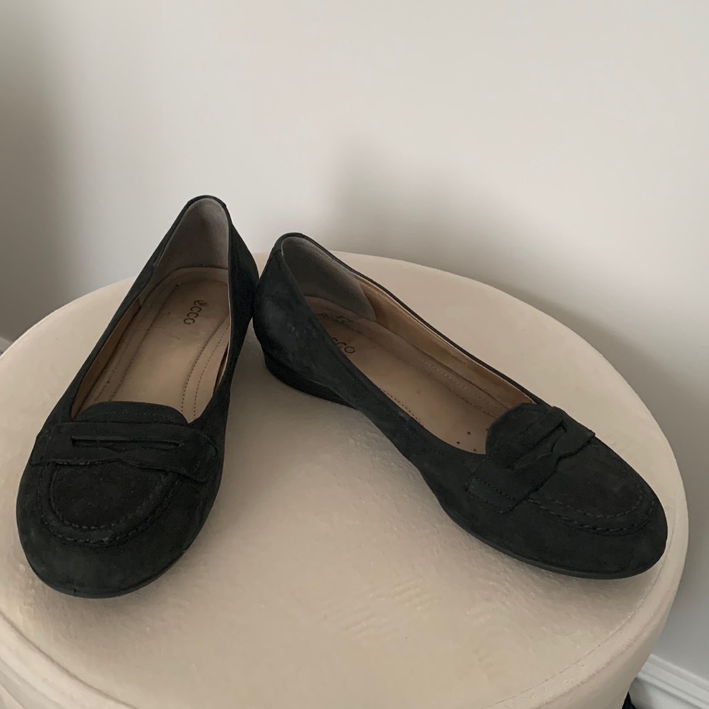 Black suede flats from Ecco
